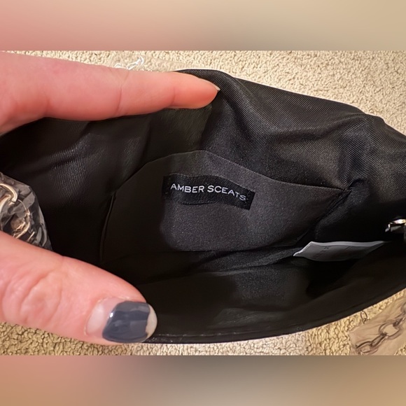 Amber Sceats Stella Black Crystal Clutch Bag w/ Chain Strap Formal - Picture 5 of 5